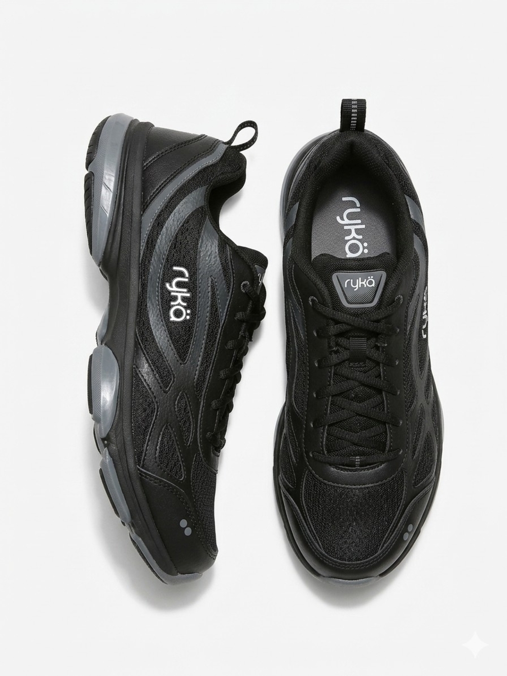 Ryka Men's Black and Gray Performance Walking Sneakers